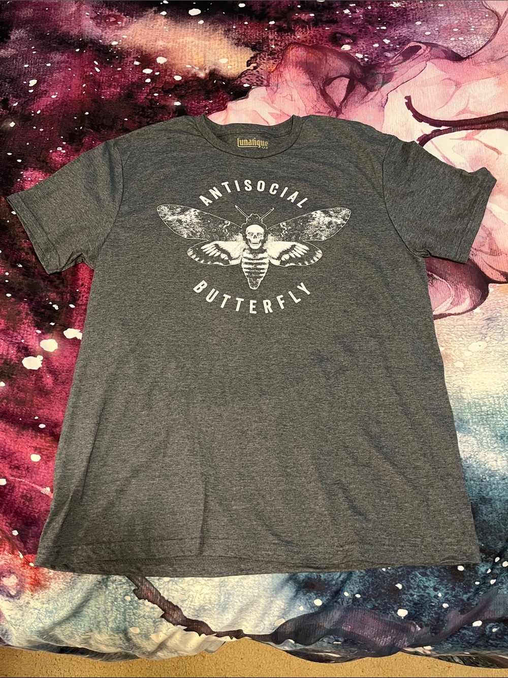 Antisocial Butterfly Graphic Tee - Dark Gray